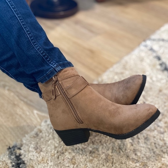 Taupe Vegan Suede Ankle Boots - Picture 6 of 7